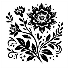 Flower icon silhouette vector. Flower logo icon silhouette illustration