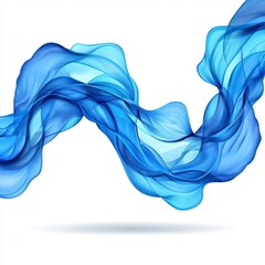 Obraz premium A photostock of abstract blue mist particles arranged into a wave-like flow, glowing softly against a bright white background for a calming visual effect. High Quality