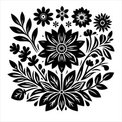 Flower icon silhouette vector. Flower logo icon silhouette illustration