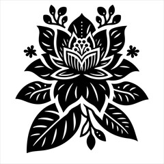 Flower icon silhouette vector. Flower logo icon silhouette illustration