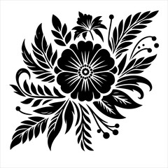 Flower icon silhouette vector. Flower logo icon silhouette illustration