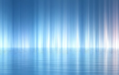 Abstract blue light streaks reflecting on water.