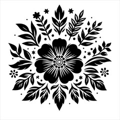 Flower icon silhouette vector. Flower logo icon silhouette illustration