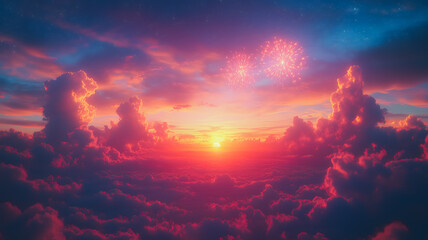 Sunset Fireworks Dreamscape 