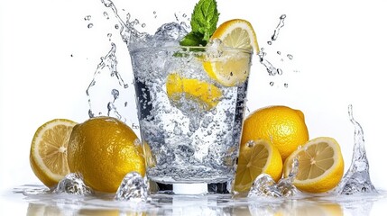 Fresh lemonade water splash