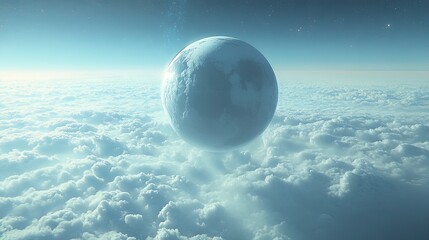 Massive pendulum swinging through clouds, leaving trails of starlight