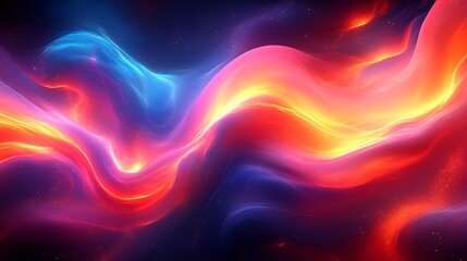 Obraz premium Abstract vibrant wavy neon light energy flow.