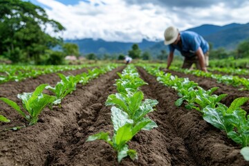 Farmers Implementing No-Till Methods for Sustainable Regenerative Agriculture Practices