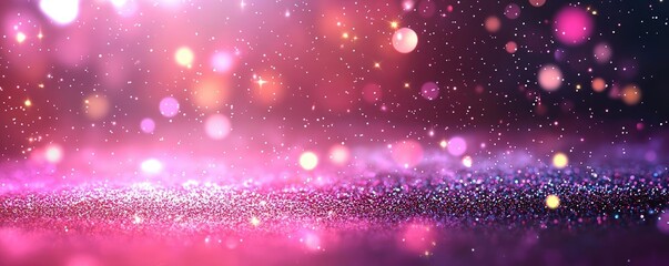 Glitter abstract background idea. Vibrant bokeh background with colorful lights and shimmering particles.