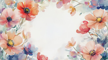 Elegant wedding invitation card background vector. Minimal hand painted watercolor botanical flowers texture template background. Design for wedding, vip cover, poster, rsvp moderncard.Valentine's Day