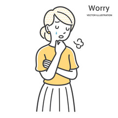 ため息をつき悲しむ女性