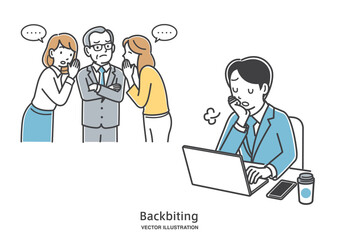 陰口をされため息をつく男性会社員