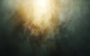 Obraz premium Glowing yellow light through dark smoky clouds.