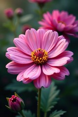 Fototapeta premium Pusteblume with tiny droplets of dew on its petals, flower details, floral