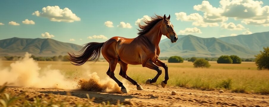 Caballito muestra su velocidad con un espurtada aguda, pleno rendimiento, correr