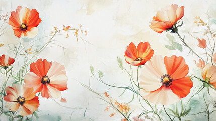 Elegant wedding invitation card background vector. Minimal hand painted watercolor botanical flowers texture template background. Design for wedding, vip cover, poster, rsvp moderncard.Valentine's Day