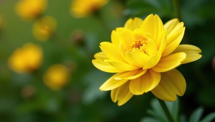 Fototapeta premium Delicate yellow petals unfolding in a garden flower, perennial, flora, flowers