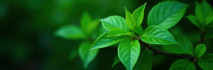 Dark green glossy leaves on the plant's stem are covered with a waxy coating, waxy coating, verdant