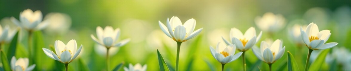 Fototapeta premium Soft petals of white flowers sway gently in the breeze, garden, spring, petals