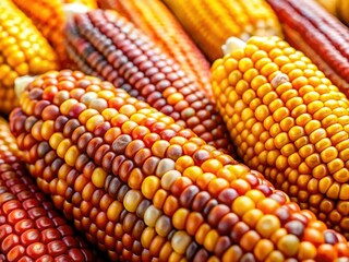 Macro Photography of Corn Kernels, Detailed Texture and Vibrant Colors