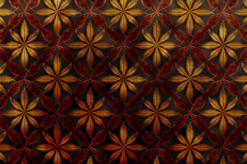 Fototapeta premium Elegant seamless pattern of vibrant cannabis leaves in a kaleidoscopic arrangement