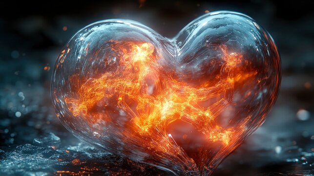 Massive mechanical heart pumping streams of light through crystal veins