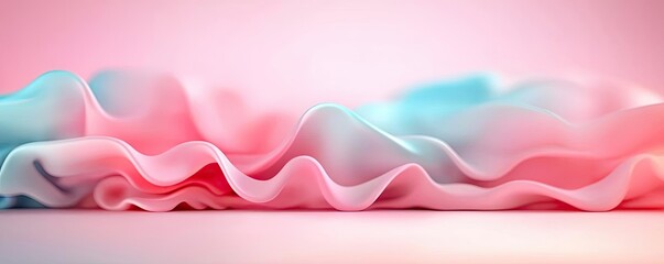 Pastel abstract background concept. Soft, flowing fabric in pink and blue tones, creating an elegant and dreamy atmosphere.