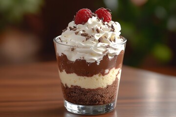 Delicious Chocolate Raspberry Dessert in Glass