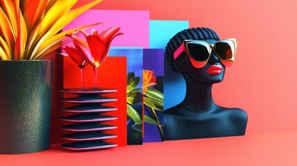 Sending personal greetings a vibrant flatlay of stationery and postcards on a colorful background