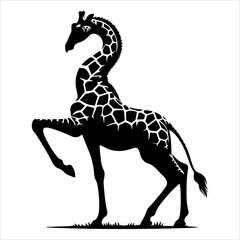 Giraffe silhouette vector. Giraffe flat icon silhouette vector art illustration on a white background
