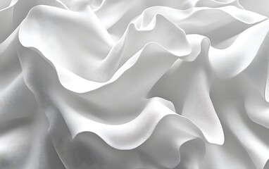 Fototapeta premium Abstract white fabric texture, elegant, flowing waves.