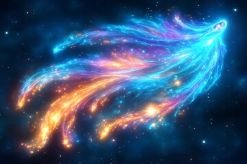 Fototapeta premium Glowing cosmic comet with vibrant trails.