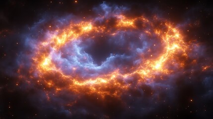 Obraz premium Fiery ring nebula in cosmic space.