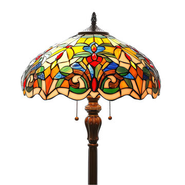 Artistic Stained Glass Floor Lamp with Colorful Floral Design for Home