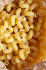 Spirali dried pasta in a brown paper bag. Eco-friendly  recycling compostable packaging