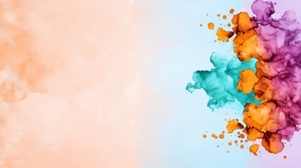 Colorful Abstract Splash of Paint in Soft Pastel Background