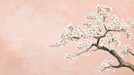 Delicate White Blossoms on a Peach Background