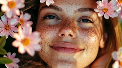 The Woman Among Beautiful Flowers