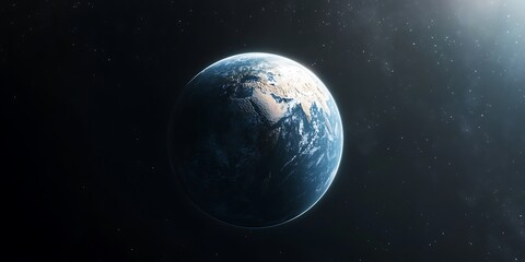 Fototapeta premium Photograph of a planet with a moon so close that it appears to fill half with 