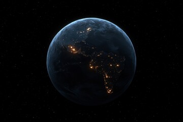 Obraz premium Earth at Night from Space, Americas Illuminated