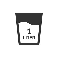 Vector illustration of 1 liter glass water icon in dark color and transparent background(PNG).