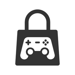 Vector illustration of game shop icon in dark color and transparent background(PNG).