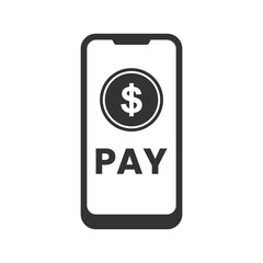 Vector illustration of pay with smartphone icon in dark color and transparent background(PNG).