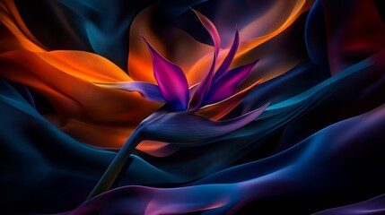 Obraz premium Abstract Bird of Paradise Flower in Vibrant Hues