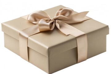 Obraz premium Beige Gift Box with Satin Ribbon