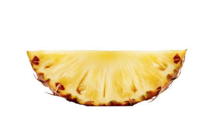 cut pineapple fruit piece isolated on white transparent background
