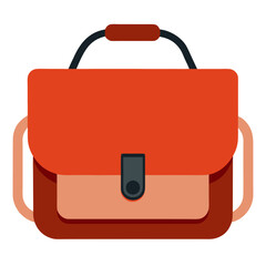 Red and Brown Briefcase Icon with Handle, A modern red and brown briefcase icon featuring a handle and clasp, perfect for business, office, or productivity-themed designs.  
