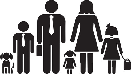 A family members silhouette illustration vector .