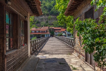 View of traditional houses and fortress in the old town of Veliko Tarnovo, Bulgaria 