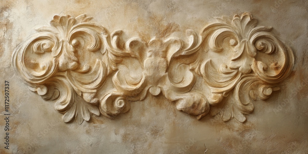 Aufkleber a detailed view of a creatively designed stucco wall surface that features abstract patterns and dec